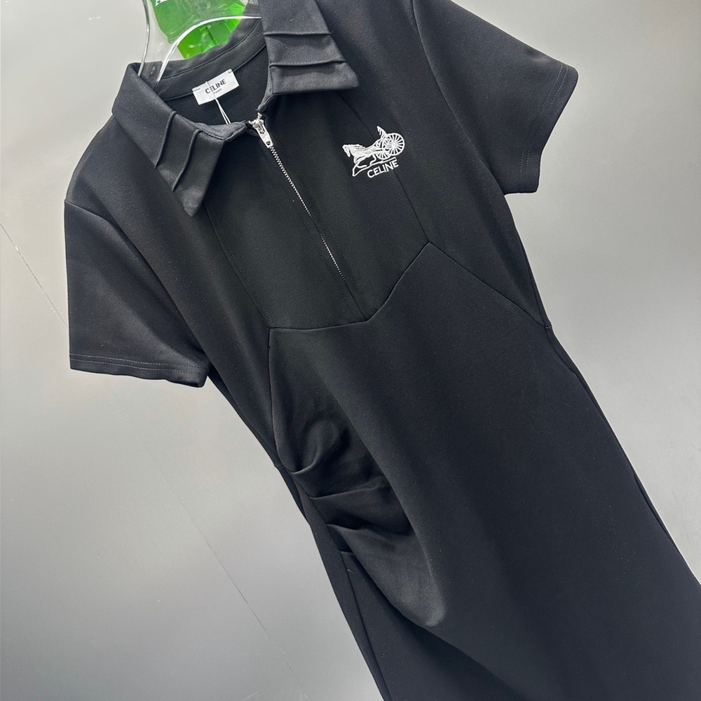 Celine Black Tight-Sleeved Waist-Piercing Dress - Picture 6 of 8